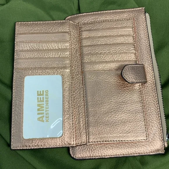 Aimee kestenberg rose gold wristlet wallet indentations see pic - Picture 2 of 9
